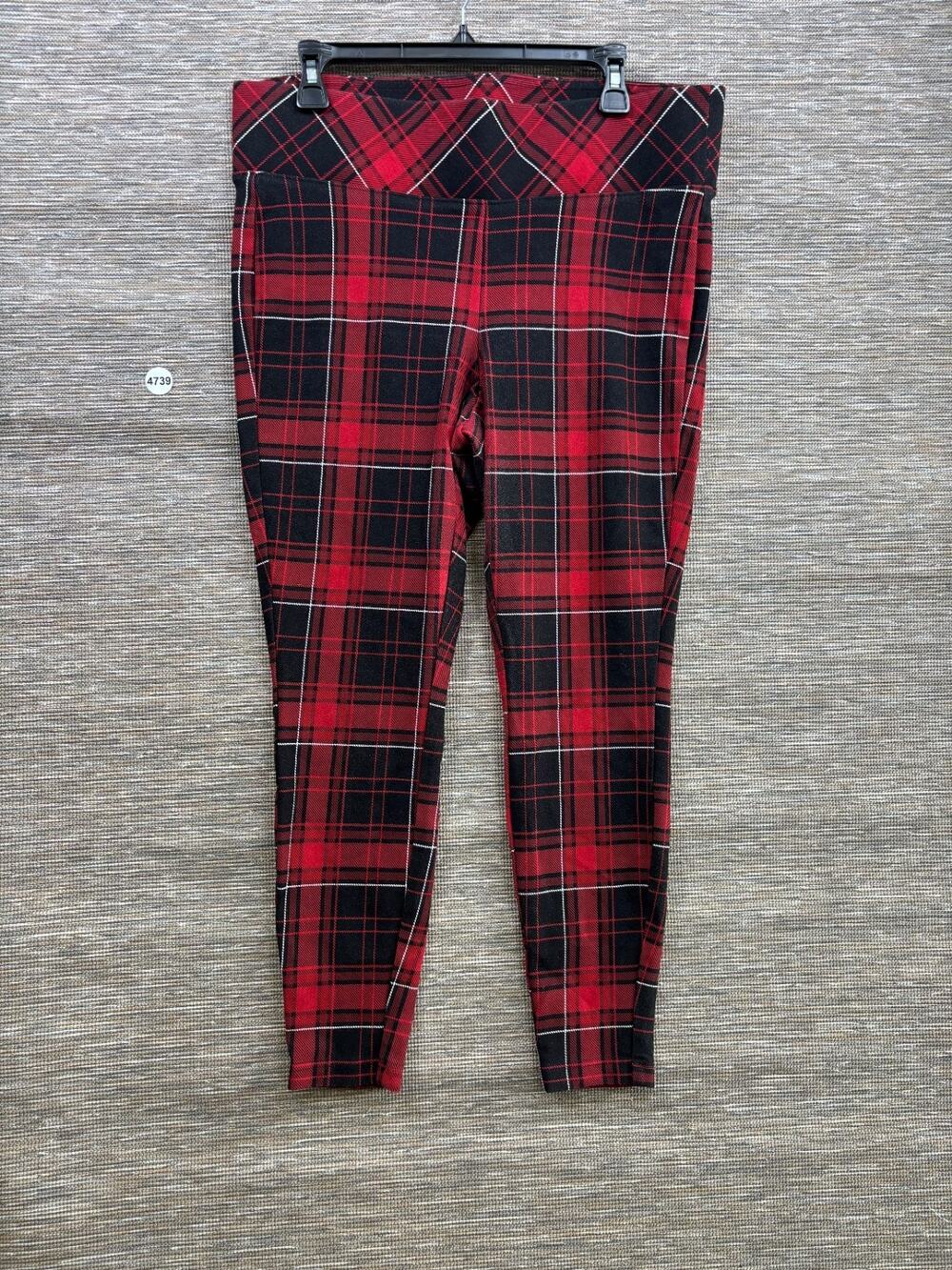 Torrid Plaid Pixie Pants Womens Size 1X Red Black High Rise Stretch Waist